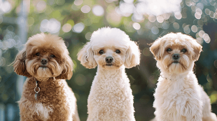 a Poodle, a Bichon Frisés, and a Shih Tzu